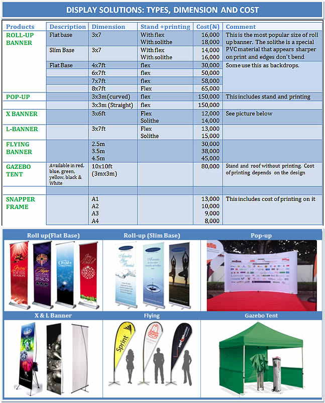 pop-up and gazebo cost in nigeria